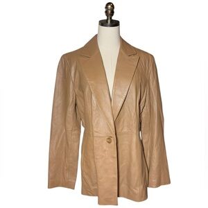 JCL New York Leather Jacket Blazer Coat Tan Camel Ladies L